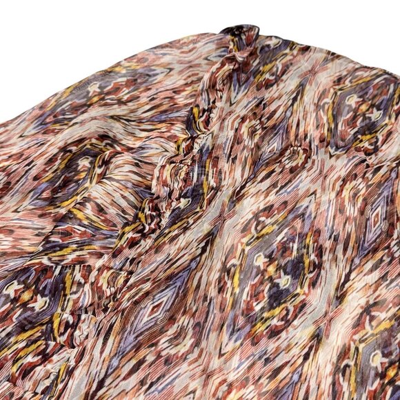 Massimo Dutti Boho Chiffon Blouse Sz.M Multi Printed Sheer Maximalist Career - Picture 6 of 15